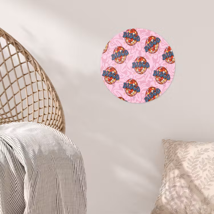 Disco - Bal - Patroon - Roze Wandcirkel behangsticker klein 186 -sfeer4