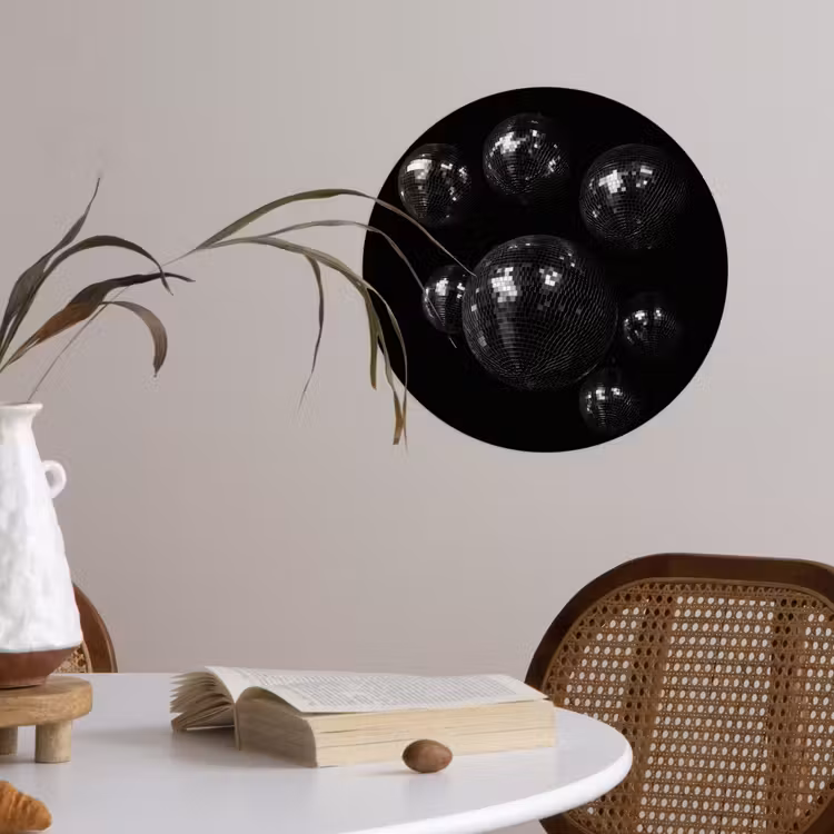 Discoballen - Minimalistisch - Zwart Wandcirkel behangsticker klein -sfeer3