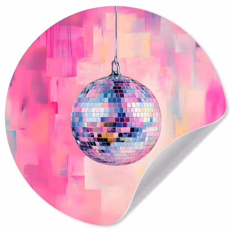 Discobal - Pink - Verf Wandcirkel behangsticker klein -3d
