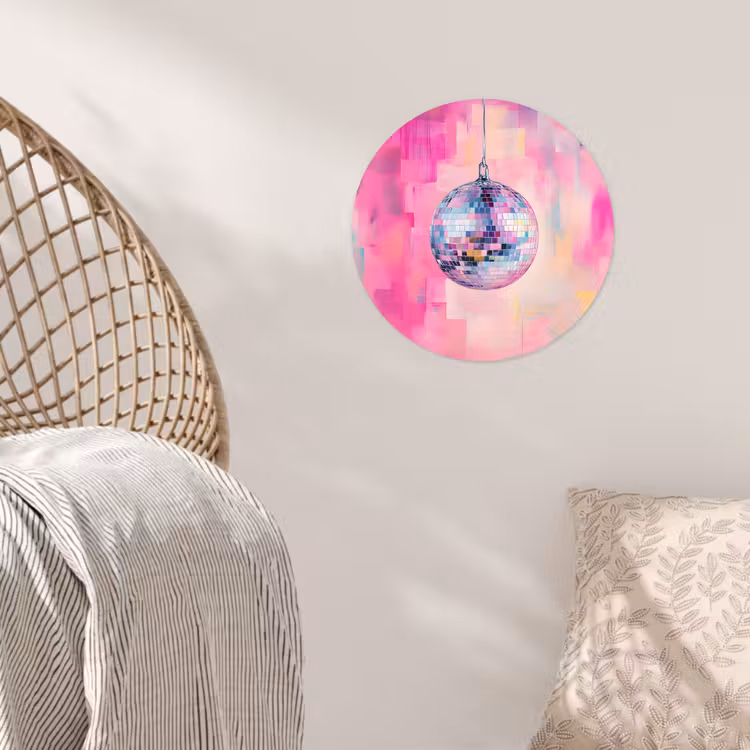 Discobal - Pink - Verf Wandcirkel behangsticker klein -sfeer4