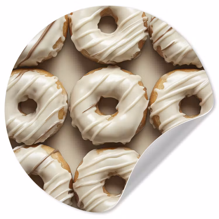 Donuts - Chocolade - Wit - Beige Wandcirkel behangsticker klein -3d