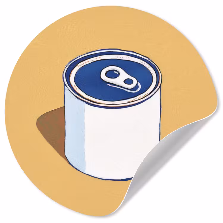 Blikje - Minimalistisch - Blauw - Illustratie Wandcirkel behangsticker klein -3d