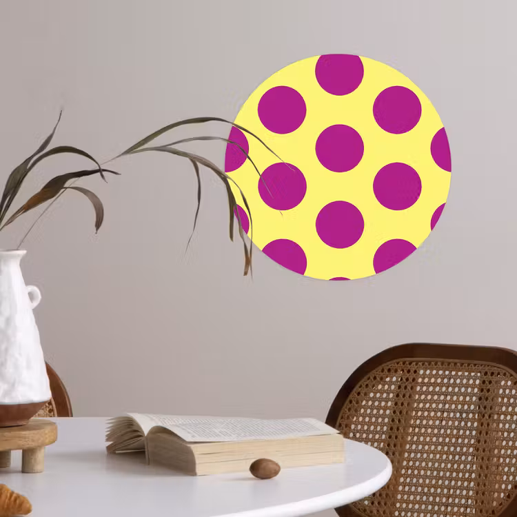 Dots - Klassiek - Geel Wandcirkel behangsticker klein 186 -sfeer3