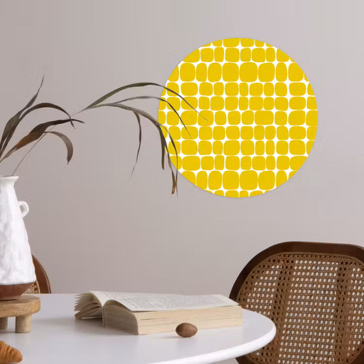Stippen - Modern - Geel Wandcirkel behangsticker klein 186 -sfeer3