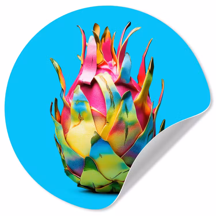 Drakenfruit - Blauw - Levendig Wandcirkel behangsticker klein -3d