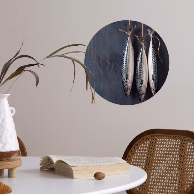 Runde Tapete - Drei Fische – Seil - Drie vissen - Touw Wandcirkel behangsticker klein