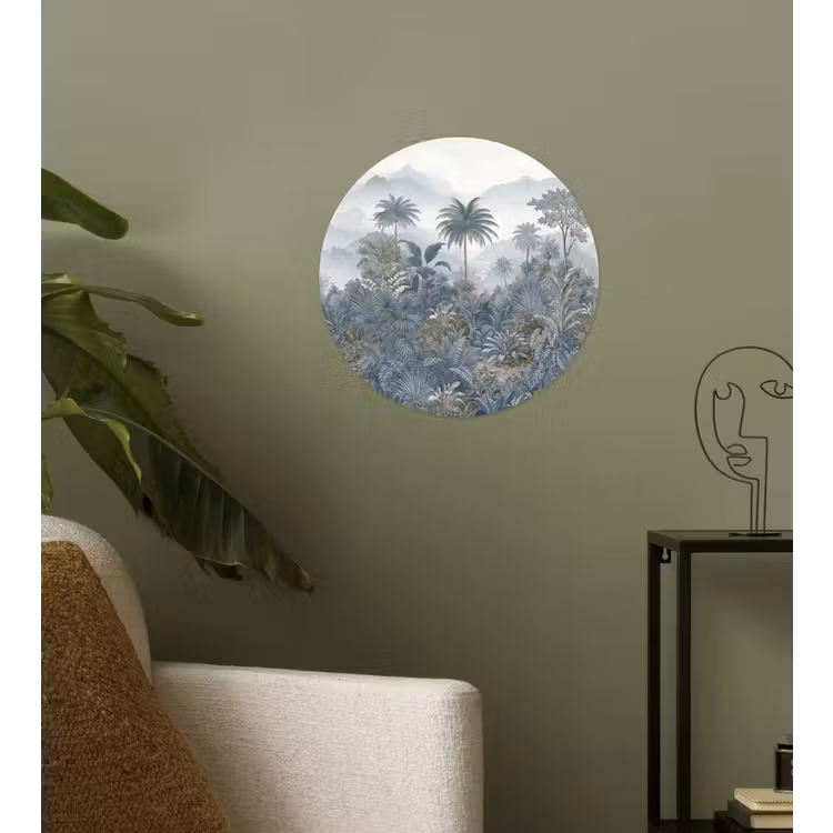 Jungle - Landschap - Blauw Wandcirkel behangsticker klein -sfeer2