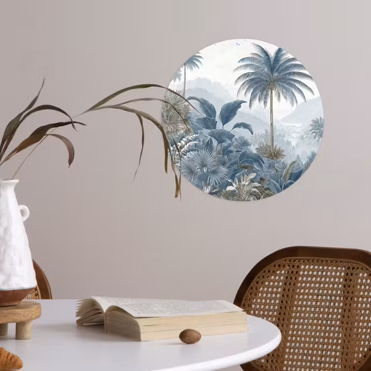 Jungle - Modern - Blauw - Groen Wandcirkel behangsticker klein -sfeer3