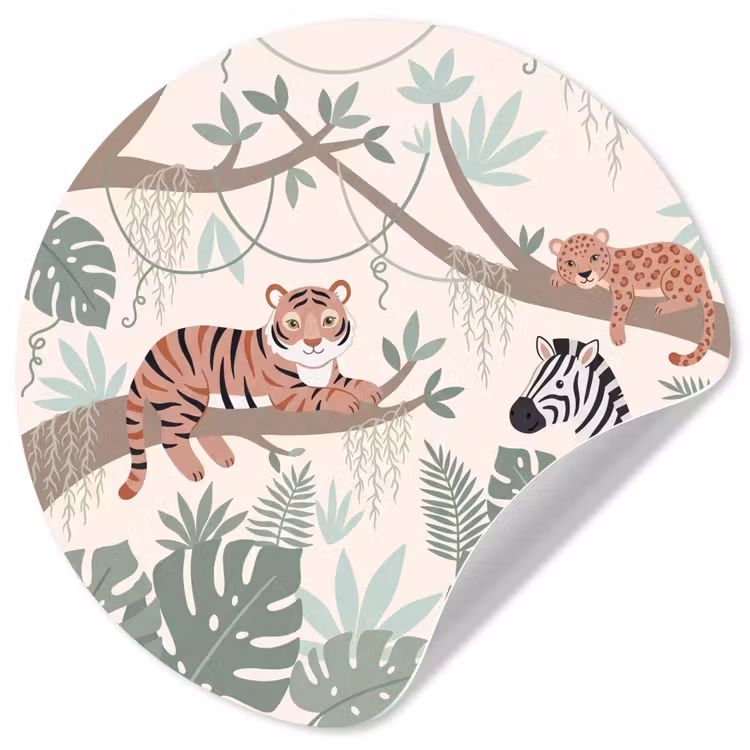 Jungle - Rustiek - Pastel Wandcirkel behangsticker klein -3d