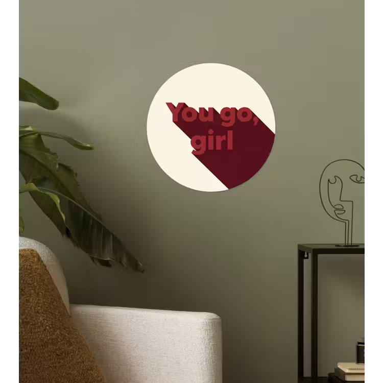 you go girl - 3D - Rood Wandcirkel behangsticker klein -sfeer2