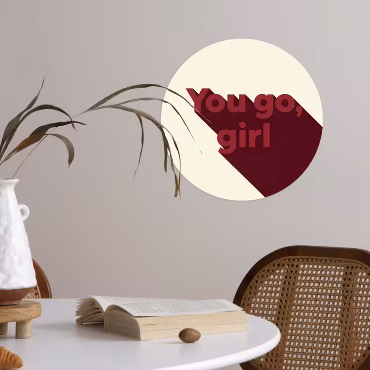 you go girl - 3D - Rood Wandcirkel behangsticker klein -sfeer3