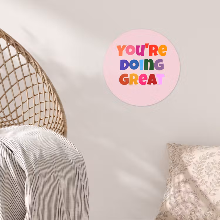 You're doing great - Roze - Kleurrijk Wandcirkel behangsticker klein -sfeer4