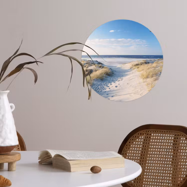 Duin - Meeuw - Strand - Zee - Zon Wandcirkel behangsticker klein -sfeer3
