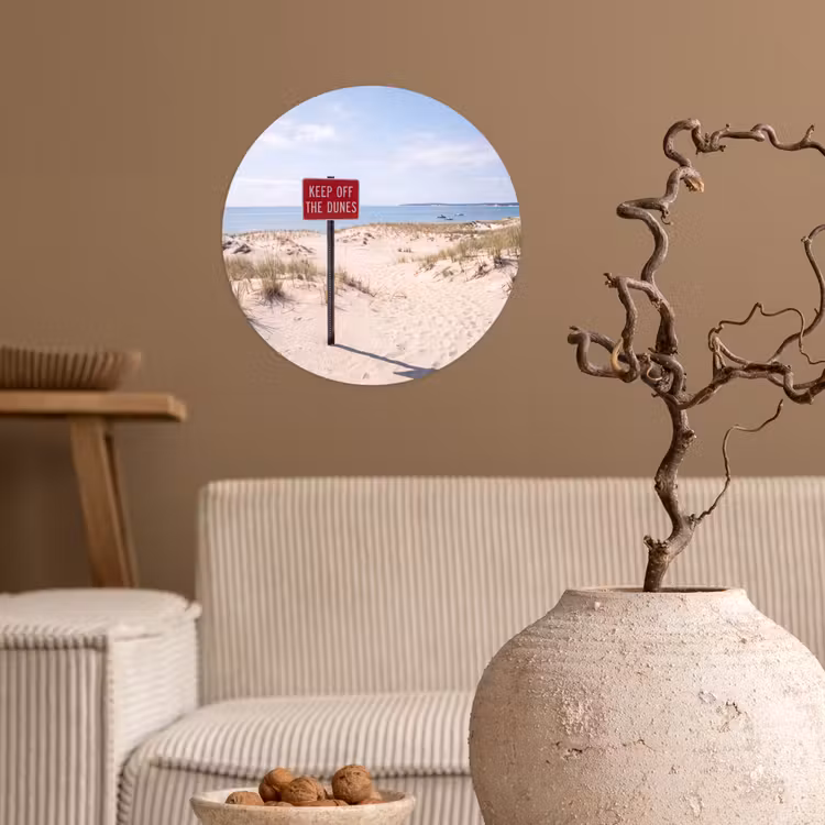 Duin - Bord - Kust - Landschap - Rood Wandcirkel behangsticker klein -sfeer1