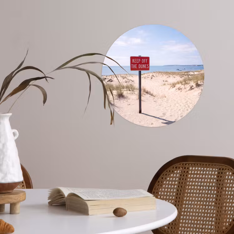 Duin - Bord - Kust - Landschap - Rood Wandcirkel behangsticker klein -sfeer3