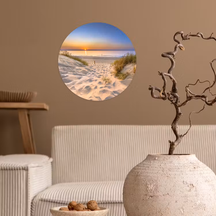 Duin - Zonsondergang - Horizon - Strand - Gras Wandcirkel behangsticker klein -sfeer1