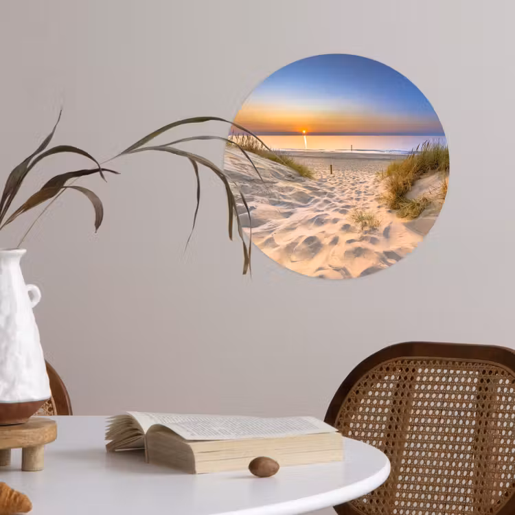 Duin - Zonsondergang - Horizon - Strand - Gras Wandcirkel behangsticker klein -sfeer3