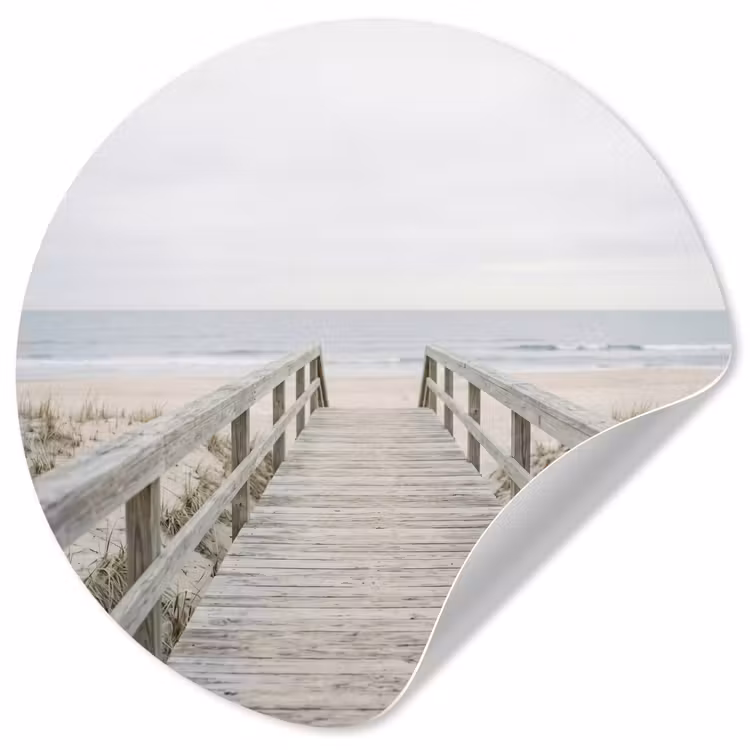 Duinen - Vlonder - Oceaan Wandcirkel behangsticker klein -3d