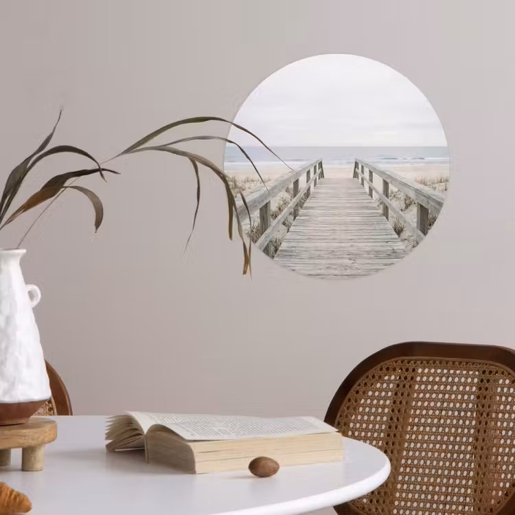 Duinen - Vlonder - Oceaan Wandcirkel behangsticker klein -sfeer3