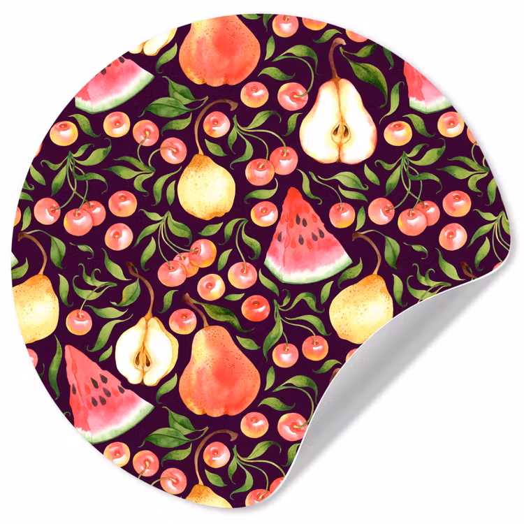 Donker - Bladeren - Fruit - Patroon Wandcirkel behangsticker klein 186 -3d