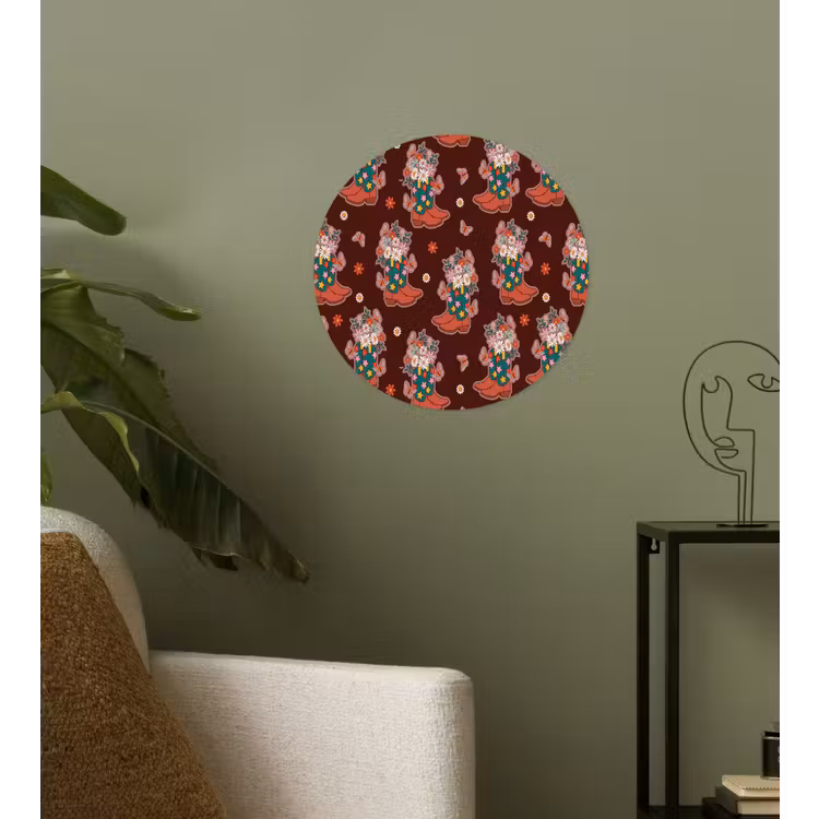 Donker - Cowboy - Laars - Patroon Wandcirkel behangsticker klein 186 -sfeer2