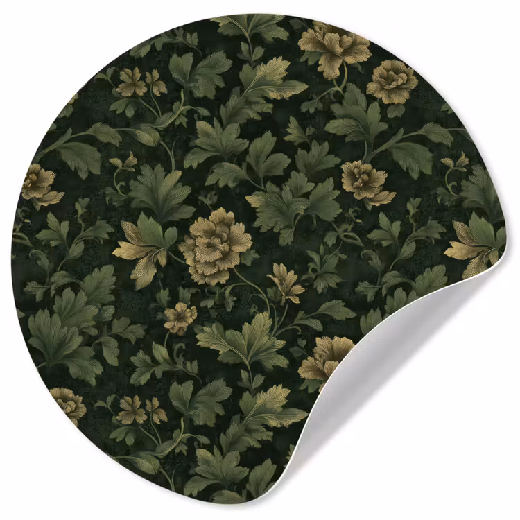 Donker - Groen - Goud - Botanisch Wandcirkel behangsticker klein 186 -3d
