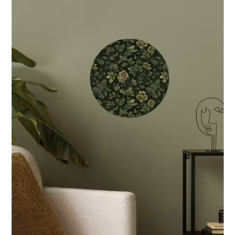 Donker - Groen - Goud - Botanisch Wandcirkel behangsticker klein 186 -sfeer2