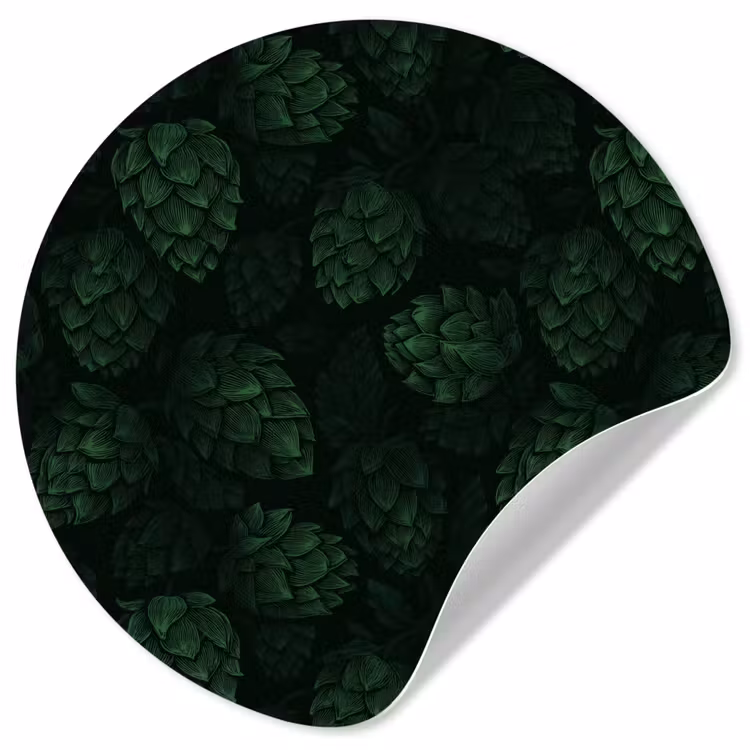Donker - Groen - Hopbellen - Botanisch - Illustratie Wandcirkel behangsticker klein 186 -3d