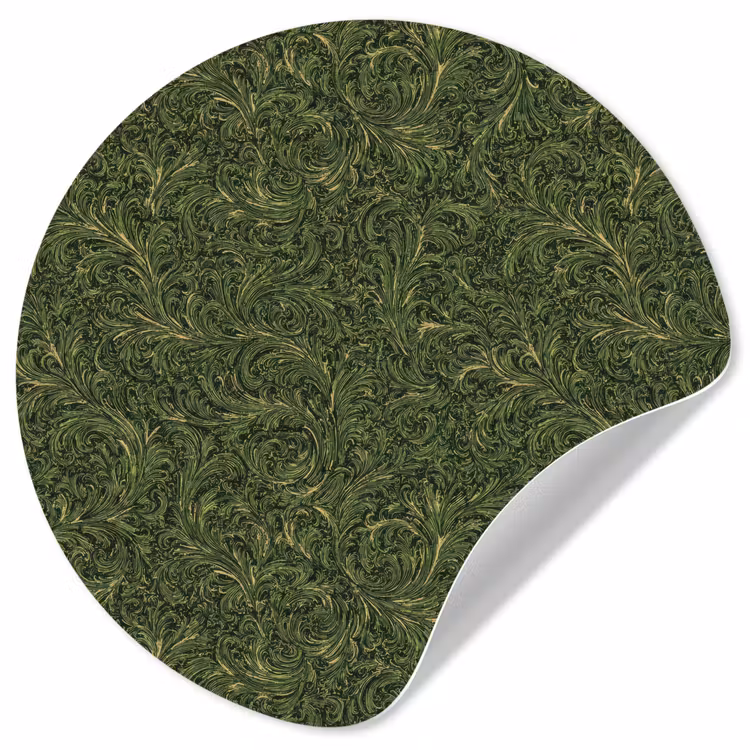 Donker - Groen - Krullend - Botanisch Wandcirkel behangsticker klein 186 -3d