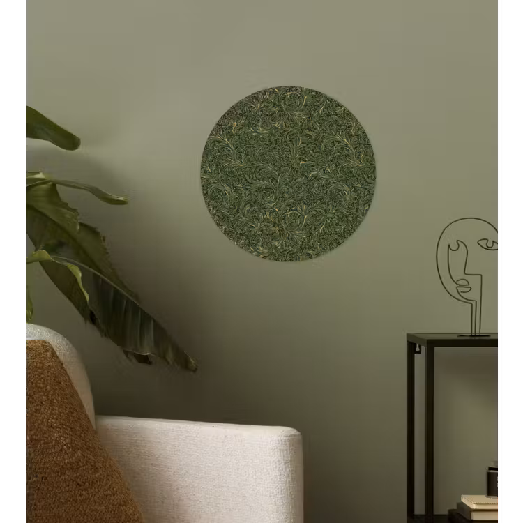 Donker - Groen - Krullend - Botanisch Wandcirkel behangsticker klein 186 -sfeer2