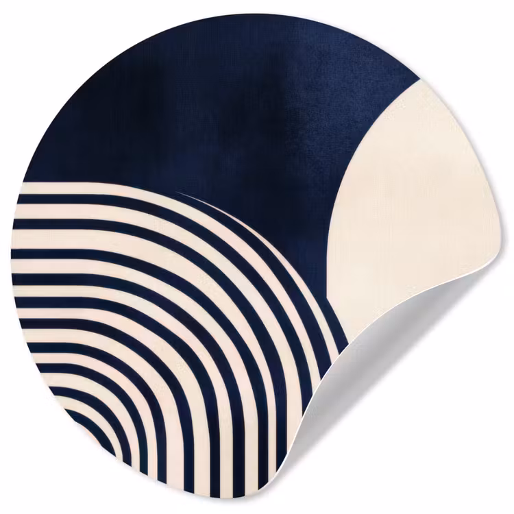 Donkerblauw - Abstract - Lijnen Wandcirkel behangsticker klein -3d