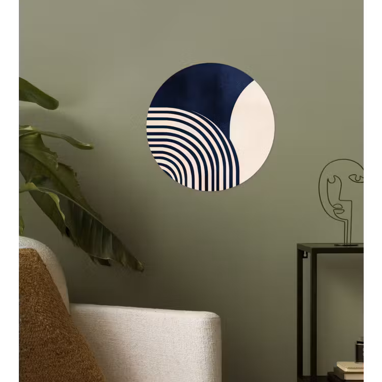 Donkerblauw - Abstract - Lijnen Wandcirkel behangsticker klein -sfeer2