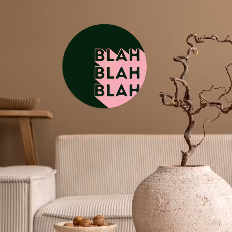 Donkergroen - Tekst - Schaduw - Grafisch Wandcirkel behangsticker klein -sfeer1