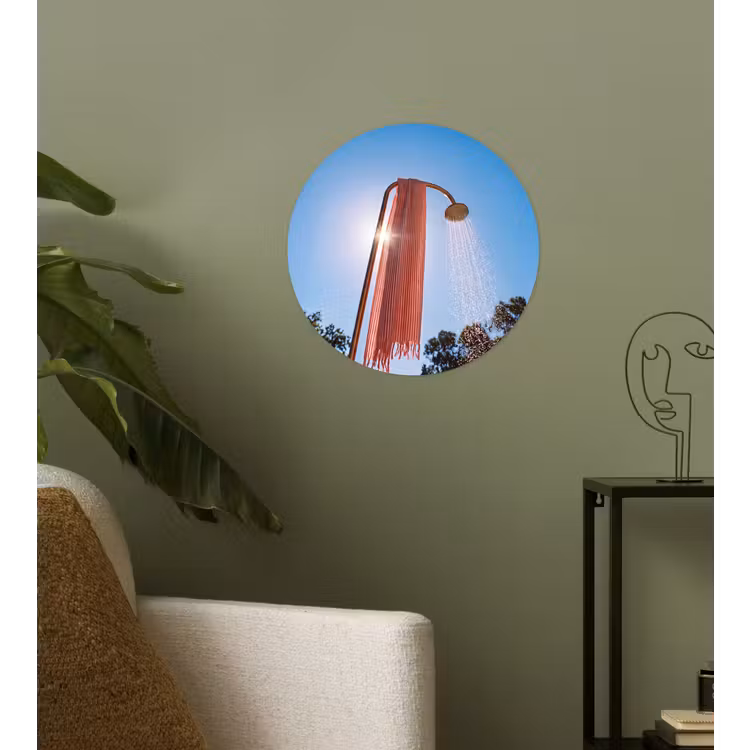 Douche - Water - Zomer - Blauw Wandcirkel behangsticker klein -sfeer2