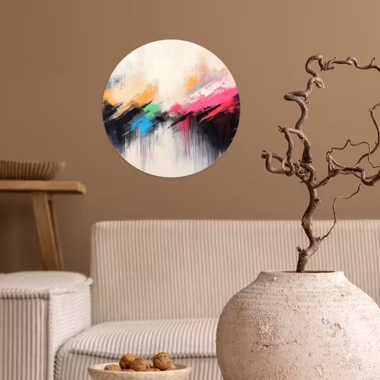 Dynamisch - Abstract - Kleurrijk - Zwart Wandcirkel behangsticker klein -sfeer1