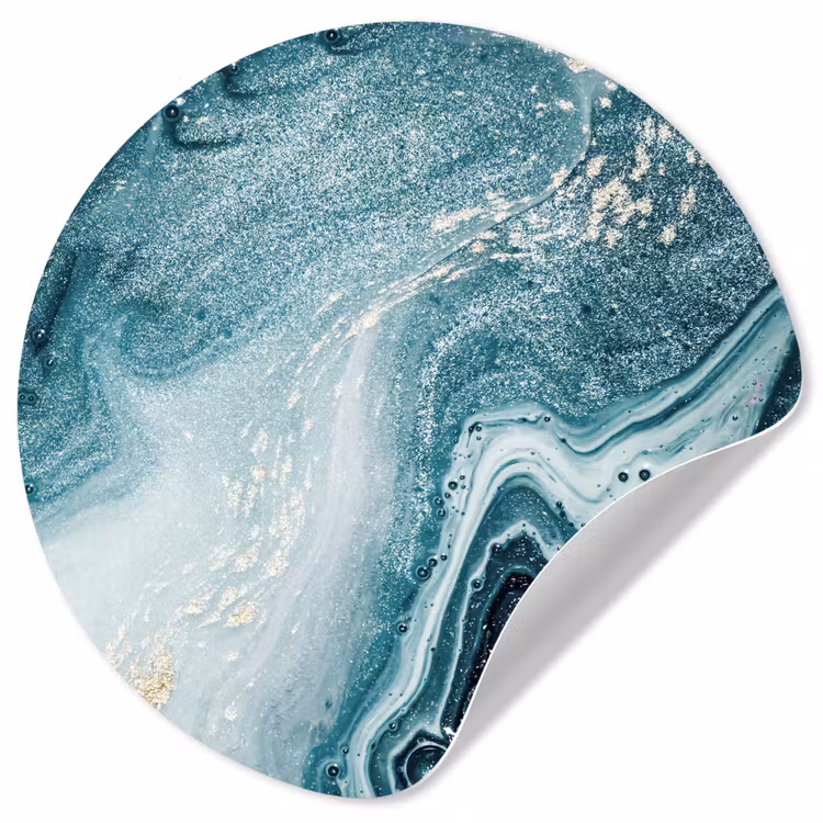 Edelstenen - Blauw - Natuur - Marmer - Abstract Wandcirkel behangsticker klein -3d