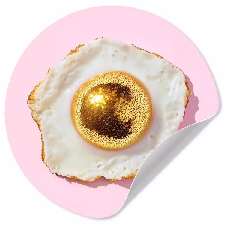 Ei - Disco - Ontbijt - Glitter Wandcirkel behangsticker klein -3d