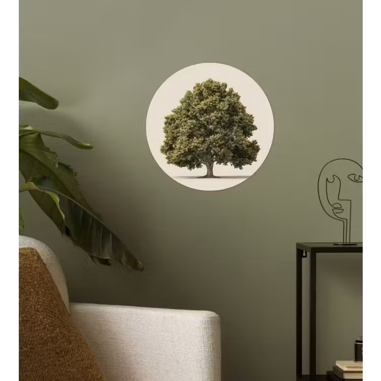 Eikenboom - Groen - Lichte achtergrond Wandcirkel behangsticker klein -sfeer2