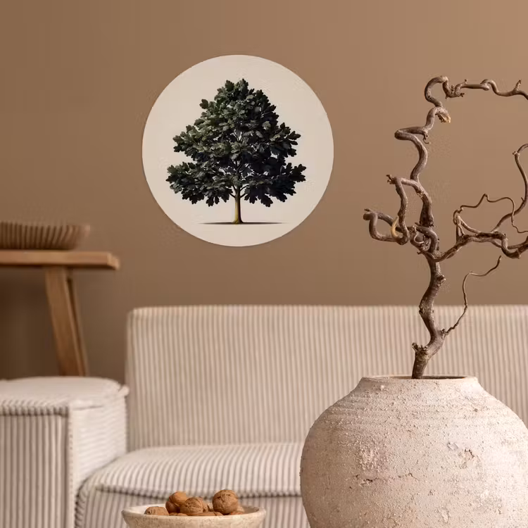 Eikenboom - Schaduw - Egaal Wandcirkel behangsticker klein -sfeer1
