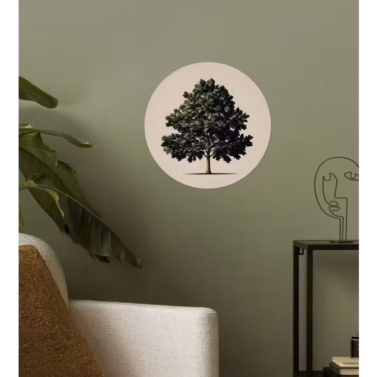 Eikenboom - Schaduw - Egaal Wandcirkel behangsticker klein -sfeer2