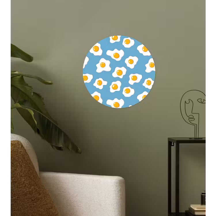 Eieren - Dooiers - Blauw Wandcirkel behangsticker klein 186 -sfeer2
