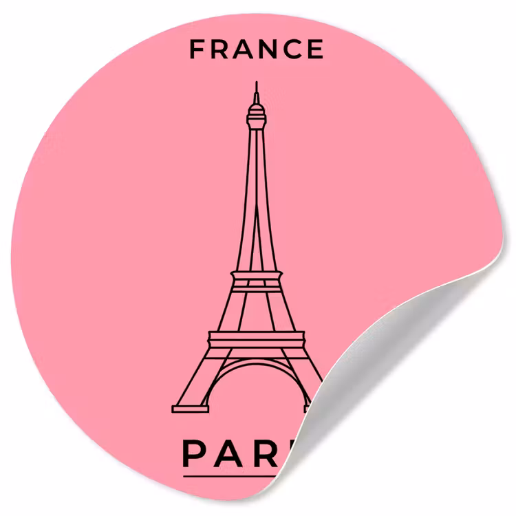 Eiffeltoren - Parijs - Architectuur - Minimalistisch - Roze Wandcirkel behangsticker klein -3d