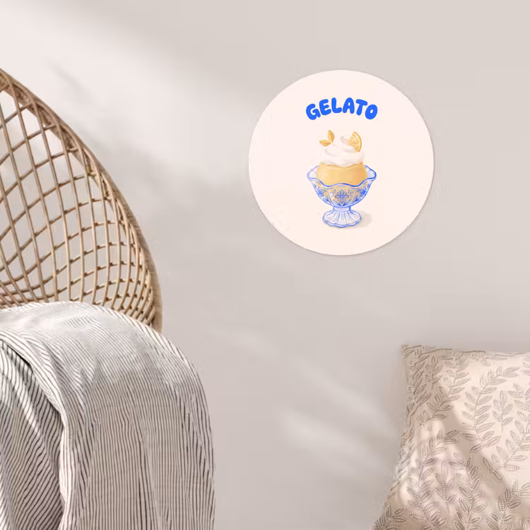IJs - Citroen - Illustratie - Geel - Dessert Wandcirkel behangsticker klein -sfeer4