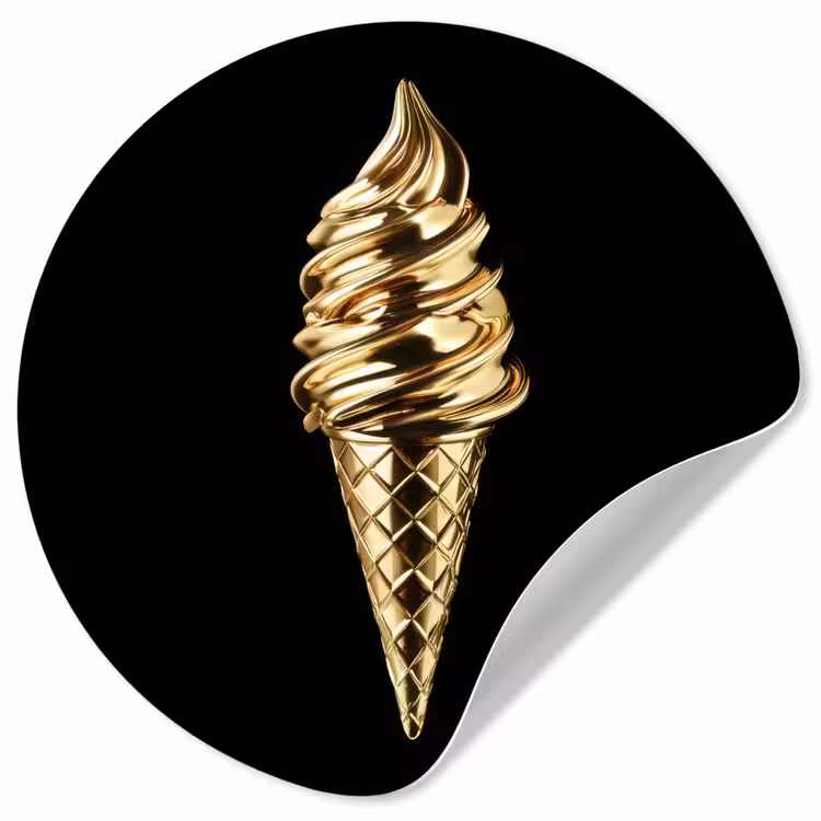 Ijs - Goud - Zwart - Eten Wandcirkel behangsticker klein -3d