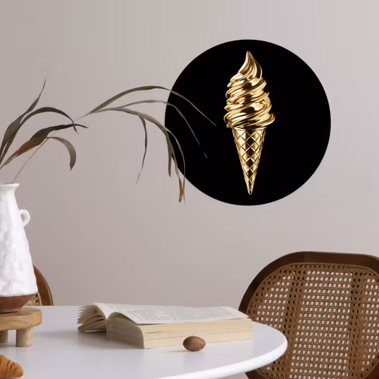Ijs - Goud - Zwart - Eten Wandcirkel behangsticker klein -sfeer3