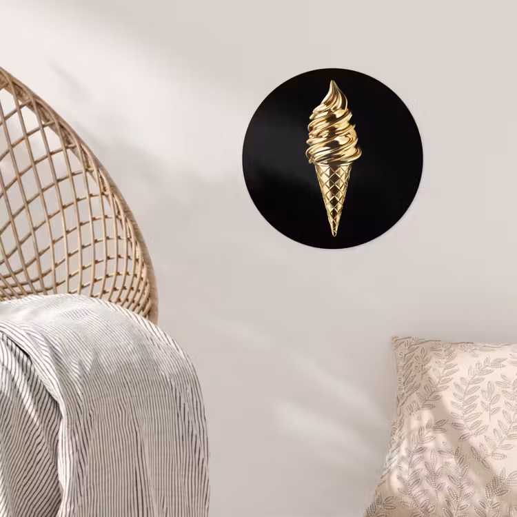 Ijs - Goud - Zwart - Eten Wandcirkel behangsticker klein -sfeer4