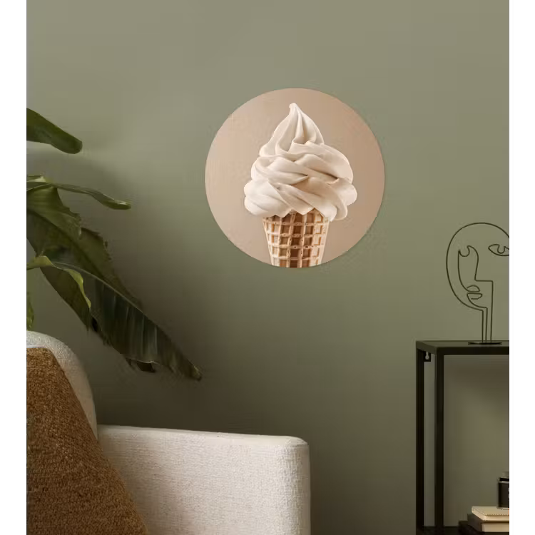 IJs - Softijs - Romig - Hoorntje - Beige Wandcirkel behangsticker klein -sfeer2