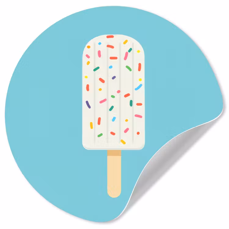 Ijsje - Stokje - Sprinkles - Lichtblauw Wandcirkel behangsticker klein -3d