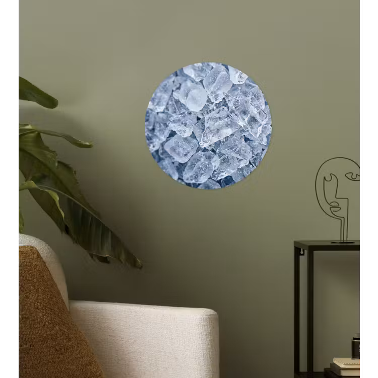 Ijsblokjes - Water - Blauw Wandcirkel behangsticker klein -sfeer2
