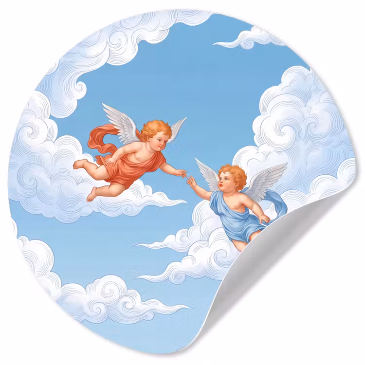 Engel - Vliegend - Klassiek - Blauw Wandcirkel behangsticker klein -3d
